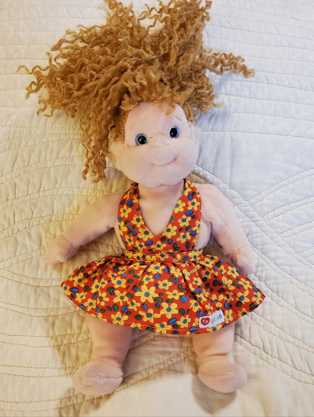 Ty Gear Princess Plush Doll with Orange Floral Dress and Curly Red Hair